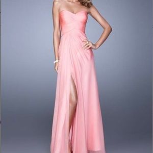 La Femme Formal Coral Maxi Dress